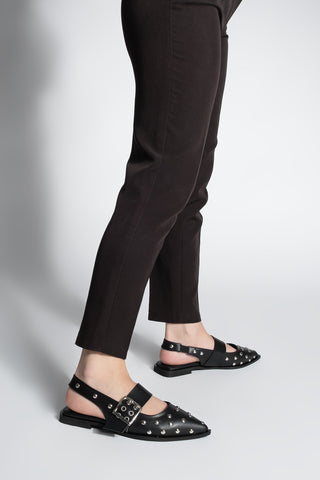 Kadın Sivri Burun Zımbalı Babet Olima - Siyah