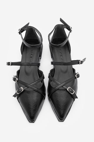 Kadın Sivri Burun Bantlı Babet Henar - Siyah