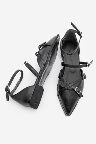 Kadın Sivri Burun Bantlı Babet Henar - Siyah