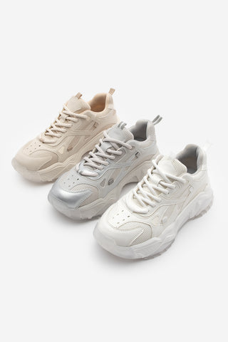 Kadın Sneaker Bağcıklı Spor Ayakkabı Pizen - Bej