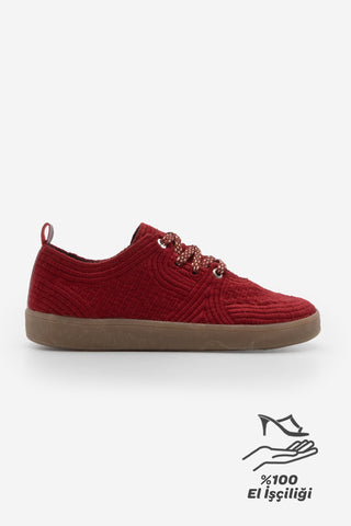 Kadın Sneaker İşlemeli Nakışlı Spor Ayakkabı Valgin - Bordo