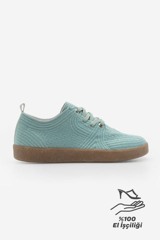 Kadın Sneaker İşlemeli Nakışlı Spor Ayakkabı Valgin - Su Yeşili