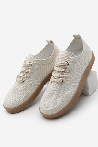 Kadın Sneaker İşlemeli Nakışlı Spor Ayakkabı Valgin - Ekru