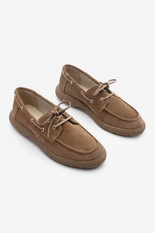 Kadın Hakiki Deri Loafer Günlük Ayakkabı Enita - Camel Süet