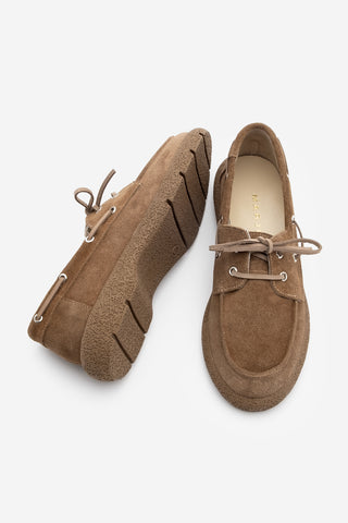 Kadın Hakiki Deri Loafer Günlük Ayakkabı Enita - Camel Süet