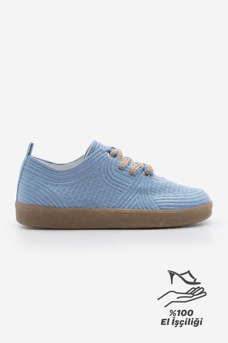 Kadın Sneaker İşlemeli Nakışlı Spor Ayakkabı Nolen - Mavi