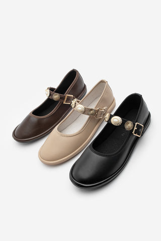 Kadın Tokalı Babet Semura - Bej