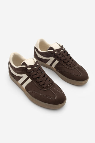 Kadın Sneaker Bağcıklı Spor Ayakkabı Tiyone - Kahve Süet