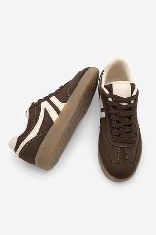 Kadın Sneaker Bağcıklı Spor Ayakkabı Tiyone - Kahve Süet