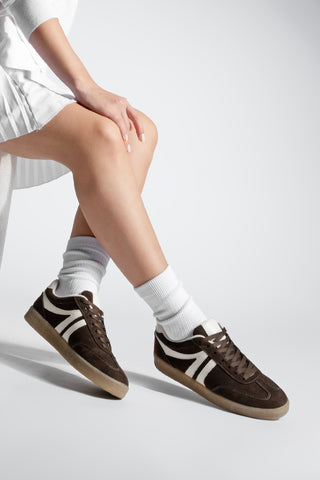 Kadın Sneaker Bağcıklı Spor Ayakkabı Tiyone - Kahve Süet