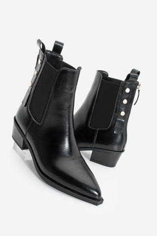 Kadın Arkadan Fermuarlı Western Bot Esoma - Siyah