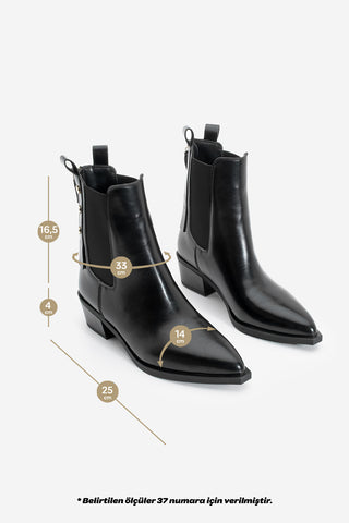 Kadın Arkadan Fermuarlı Western Bot Esoma - Siyah