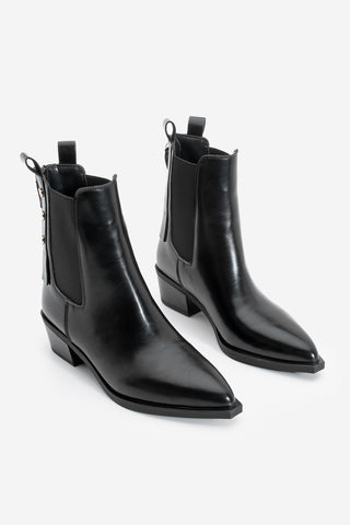 Kadın Arkadan Fermuarlı Western Bot Esoma - Siyah