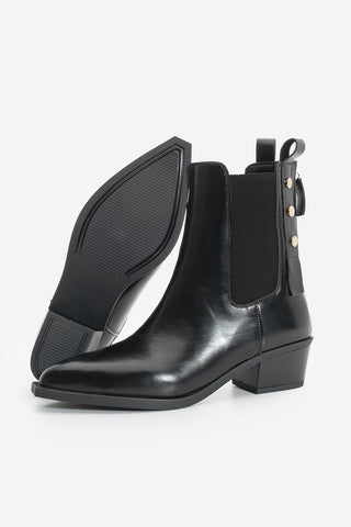 Kadın Arkadan Fermuarlı Western Bot Esoma - Siyah