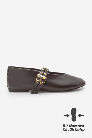 Kadın Çift Bantlı Babet Bekosa - Kahve