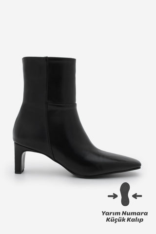 Kadın Küt Burun Topuklu Bot Sivet - Siyah