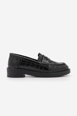 Kadın Loafer Günlük Ayakkabı Fonle - Siyah Croco