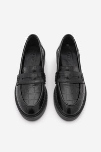 Kadın Loafer Günlük Ayakkabı Fonle - Siyah Croco