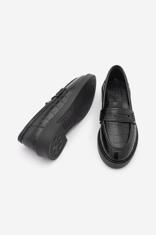 Kadın Loafer Günlük Ayakkabı Fonle - Siyah Croco