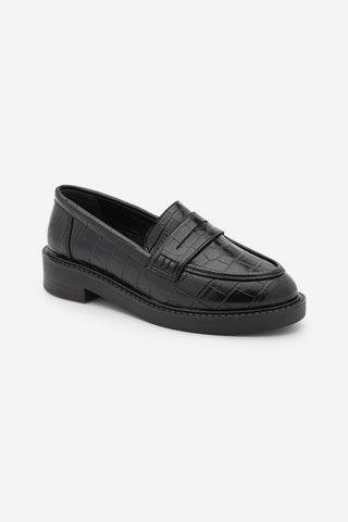 Kadın Loafer Günlük Ayakkabı Fonle - Siyah Croco