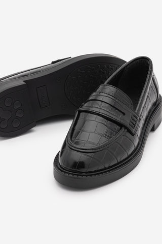 Kadın Loafer Günlük Ayakkabı Fonle - Siyah Croco