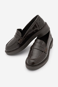 Kadın Loafer Günlük Ayakkabı Fonle - Kahve Croco
