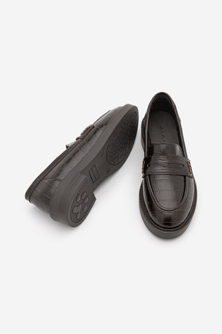 Kadın Loafer Günlük Ayakkabı Fonle - Kahve Croco