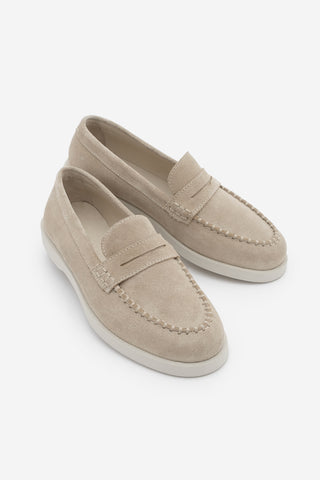 Kadın Hakiki Deri Loafer Günlük Ayakkabı Ginar - Bej Süet