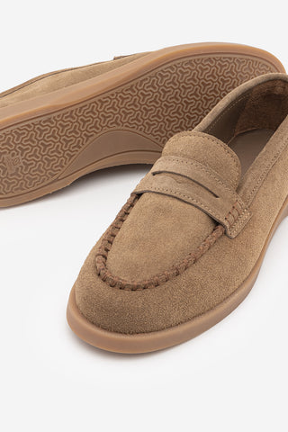 Kadın Hakiki Deri İp Detaylı Makosen Loafer Günlük Ayakkabı Ginar - Taba Süet
