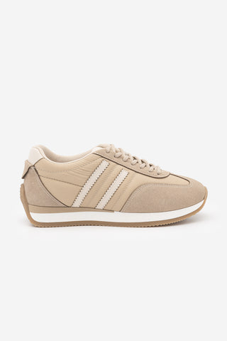 Kadın Sneaker Bağcıklı Spor Ayakkabı Liyante - Bej Süet