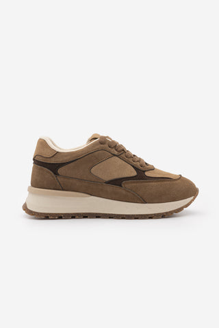 Kadın Sneaker Bağcıklı Spor Ayakkabı Arvon - Taba Süet