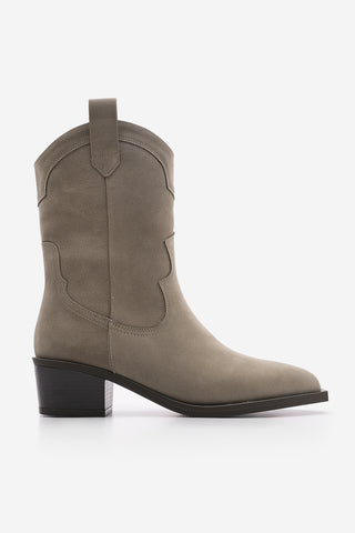 Kadın Sivri Burun Western Bot Voleta - Vizon Süet