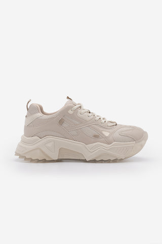 Kadın Sneaker Bağcıklı Spor Ayakkabı Pizen - Bej