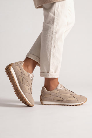 Kadın Süet Detaylı Günlük Sneaker Sabite - Bej Süet