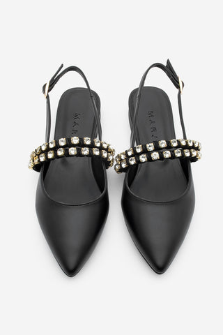 Kadın Sivri Burun Taşlı Babet Tezur - Siyah