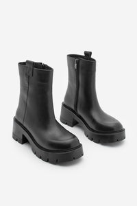 Kadın Hakiki Deri  Günlük Bot Fesko - Siyah