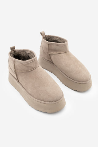 Kadın  İçi Kürklü Bot Tefis - Vizon Süet