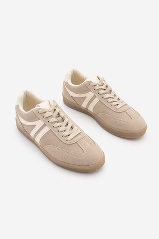 Kadın Sneaker Bağcıklı Spor Ayakkabı Tiyone - Koyu Bej