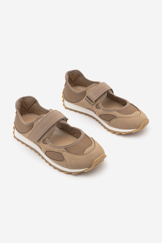 Kadın Mary Jane Sneaker Bantlı Süet Detaylı Günlük Spor Babet Sneaker Yotina - Camel Süet