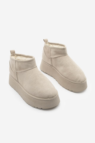 Kadın  İçi Kürklü Bot Tefis - Bej Süet