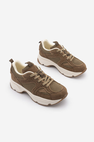 Kadın Süet Dokulu Bağcıklı Günlük Sneaker Terita - Tütün Kahve Süet