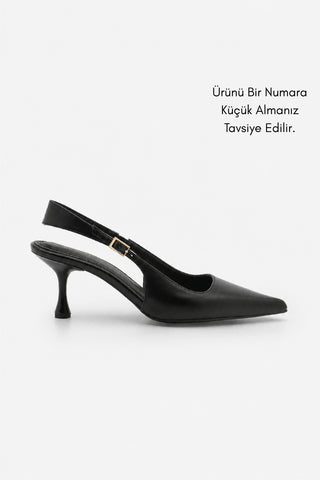 Kadın Stiletto Sivri Burun Klasik Topuklu Ayakkabı Riyona - Siyah