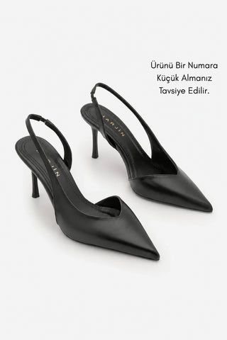 Kadın Stiletto Sivri Burun Topuklu Ayakkabı Esvin - Siyah