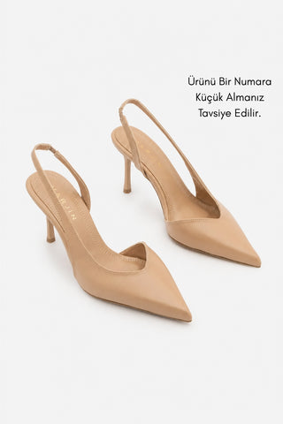 Kadın Stiletto Sivri Burun Klasik Topuklu Ayakkabı Esvin - Bej