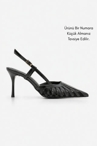 Kadın Stiletto Sivri Burun Klasik Topuklu Ayakkabı Sivon - Siyah