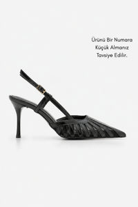Kadın Stiletto Sivri Burun Klasik Topuklu Ayakkabı Sivon - Siyah