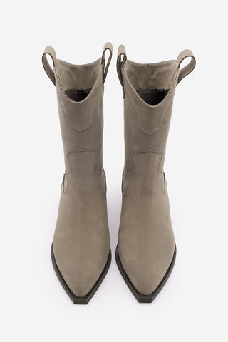 Kadın Sivri Burun Western Bot Voleta - Vizon Süet