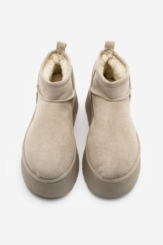 Kadın  İçi Kürklü Bot Tefis - Bej Süet
