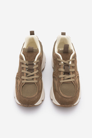 Kadın Süet Dokulu Bağcıklı Günlük Sneaker Terita - Tütün Kahve Süet