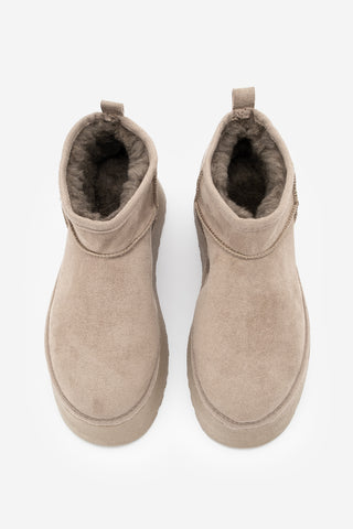 Kadın  İçi Kürklü Bot Tefis - Vizon Süet